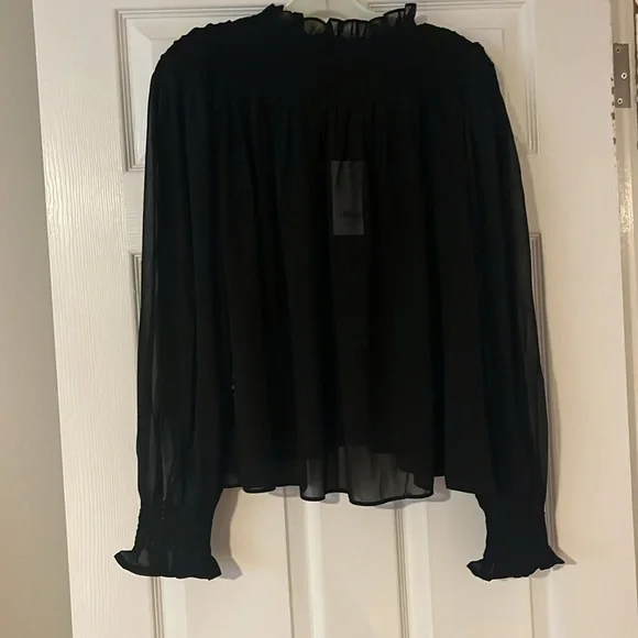 Tuckernuck Black Sheer Smocked Rylie Blouse - Picture 8 of 10